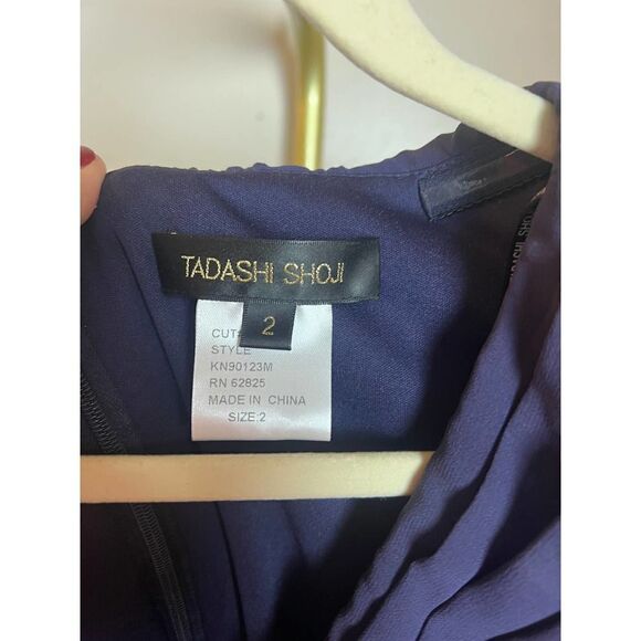 TADASHI SHOJI Purple Jeweled Embellished Silk V-neck Cocktail Dress Sz. 2 - Picture 4 of 7